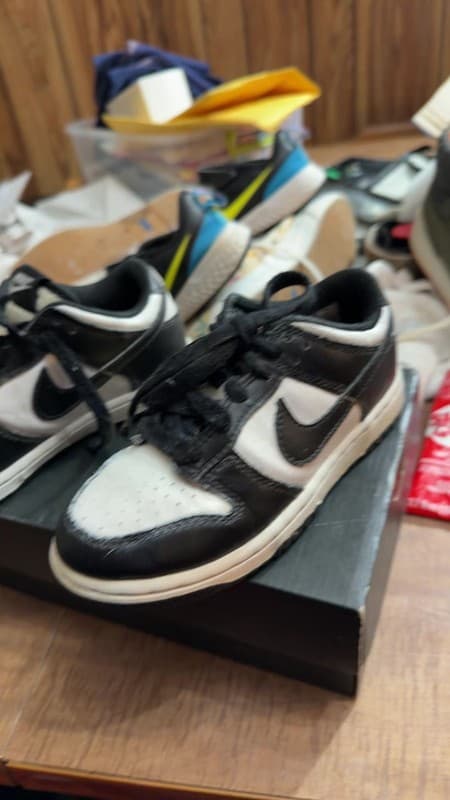 Nike Dunk Low Retro Panda 2021 GS White Black Athletic Shoes Size 4y CW1590 100 - Thumbnail 2