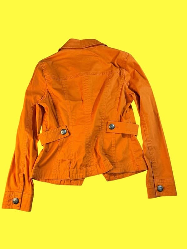 Vintage Y2K AMI Orange Cotton Stretch Trucker Jacket Women’s Small - Thumbnail 2