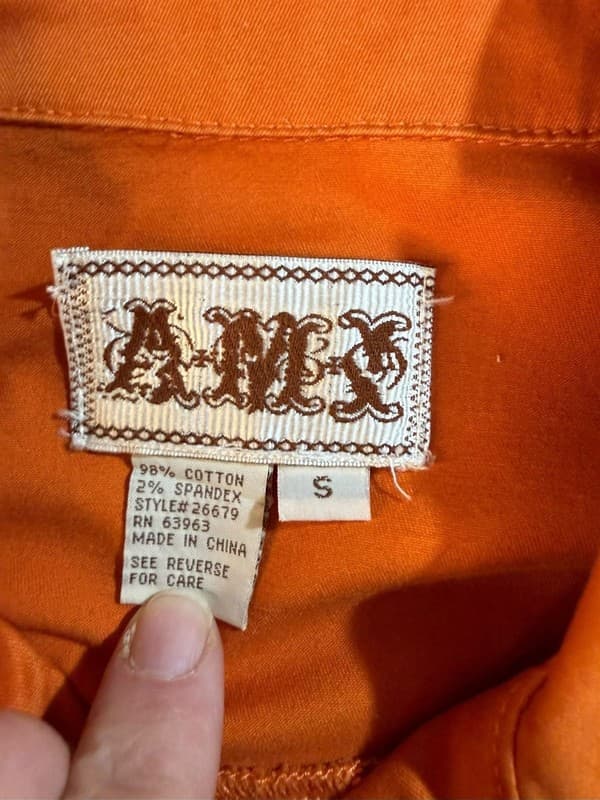 Vintage Y2K AMI Orange Cotton Stretch Trucker Jacket Women’s Small - Thumbnail 3