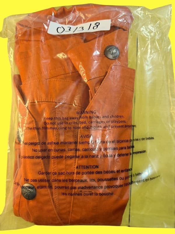 Vintage Y2K AMI Orange Cotton Stretch Trucker Jacket Women’s Small - Thumbnail 6