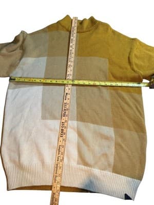 DELUXE Y2K Color Block Mock Neck Sweater Men’s XL Retro Knit Pullover - Thumbnail 5