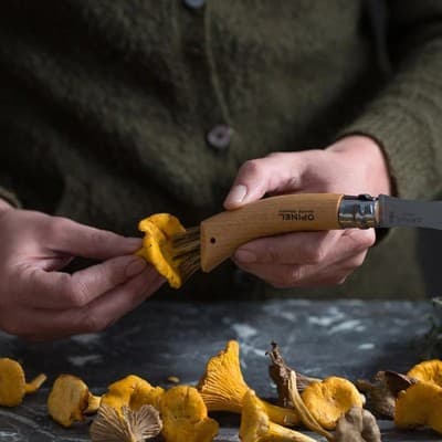 Opinel No. 08 Mushroom Knife - Beechwood Handle, Sandvik Steel, Integrated Brush - Thumbnail 6