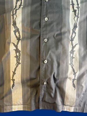 Vintage Harley Davidson 2XL Shirt Barbed Wire Stripe Camp Button Up Biker Y2K - Thumbnail 4