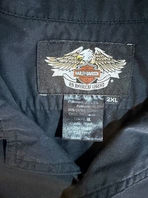 Vintage Harley Davidson 2XL Shirt Barbed Wire Stripe Camp Button Up Biker Y2K - Thumbnail 5