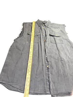 Black Hills Rally 2009 Sleeveless Denim Biker Vest 2XL Skull Graphic - Thumbnail 6