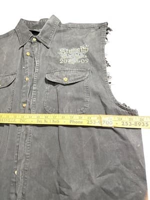 Black Hills Rally 2009 Sleeveless Denim Biker Vest 2XL Skull Graphic - Thumbnail 7