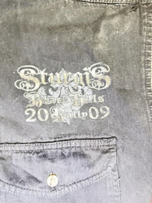 Black Hills Rally 2009 Sleeveless Denim Biker Vest 2XL Skull Graphic - Thumbnail 4