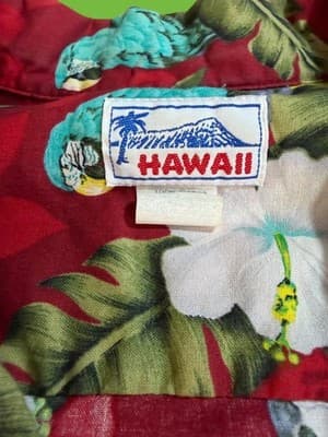 Vintage Hawaii Parrot Aloha Shirt XL Red Floral 100% Cotton Made in USA - Thumbnail 5