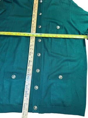 Vintage Venezia Teal Cardigan Sweater 90s Button Front Women Large - Thumbnail 5