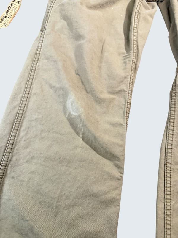 Blue Mountain Men's Canvas Carpenter Work Pants 34x32 Tan Distressed Paint Splat - Thumbnail 6