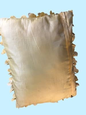 Glam Luxury Gold Champagne Satin Fabric Petal Applique Throw Pillow Accent Decor - Thumbnail 3