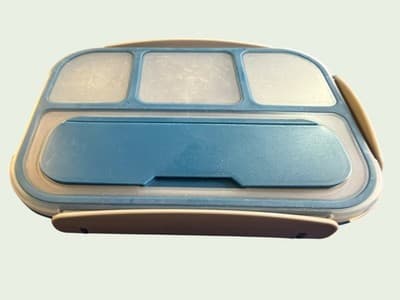 Bento Lunch Box 5 Compartment Leakproof Meal Prep Container Teal Blue Tan - Thumbnail 3