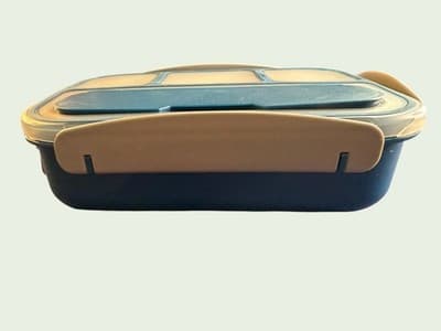 Bento Lunch Box 5 Compartment Leakproof Meal Prep Container Teal Blue Tan - Thumbnail 2