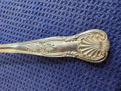 Antique Victorian Silver Plate Pasta Server with Pierced Bowl & Shell Handle - Thumbnail 2
