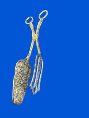 Vintage Silver Plated Ornate Scissor Salad Tongs - Thumbnail 5