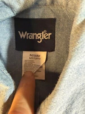 Wrangler Western Pearl Snap Chambray Shirt M Cowboy Boho Vintage Style Denim (65 - Thumbnail 5