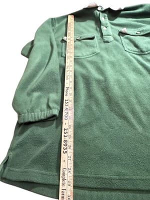 Vintage Orvis Fleece Rugby Pullover Green Men’s Medium Outdoor Sweater - Thumbnail 4