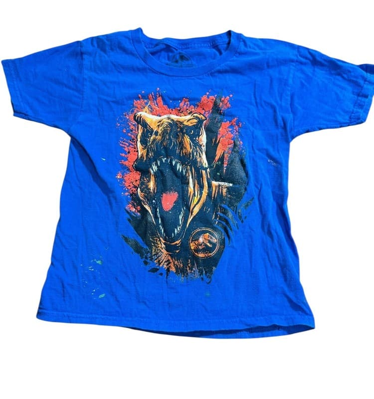 Jurassic World Boys T-Rex Graphic Blue T-Shirt Size S (6/7)