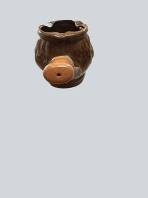 Vintage Japan Ceramic Pipe Ashtray Face MCM Novelty Tobacciana Brown Glaze - Thumbnail 3