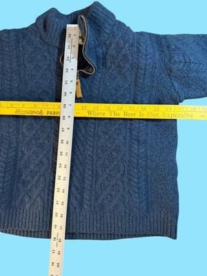 Vintage Aran Crafts Ireland Women's L Cable Knit Merino Wool Half Zip Sweater Te - Thumbnail 6