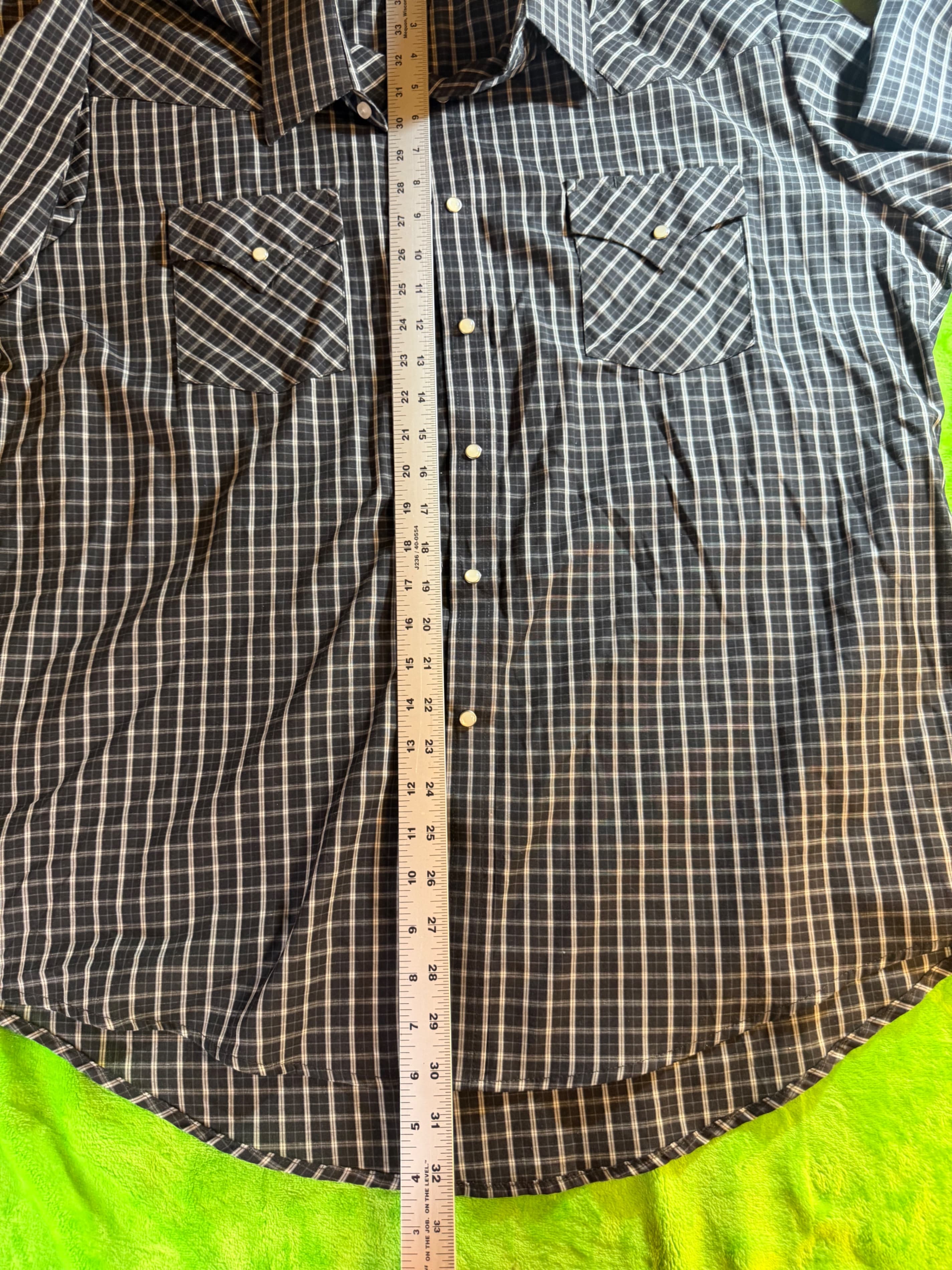 Plains Western Wear Plaid Pearl Snap LS Shirt Mens Sz XL Charcoal - Thumbnail 7