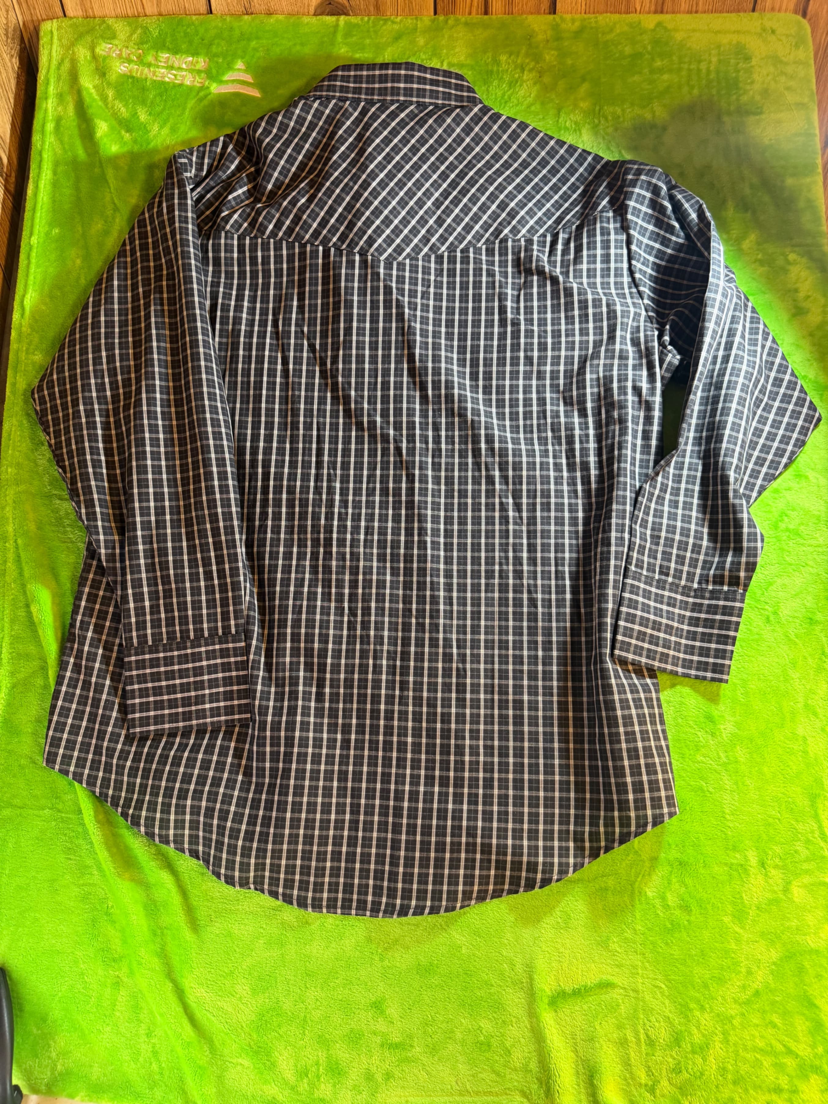 Plains Western Wear Plaid Pearl Snap LS Shirt Mens Sz XL Charcoal - Thumbnail 2