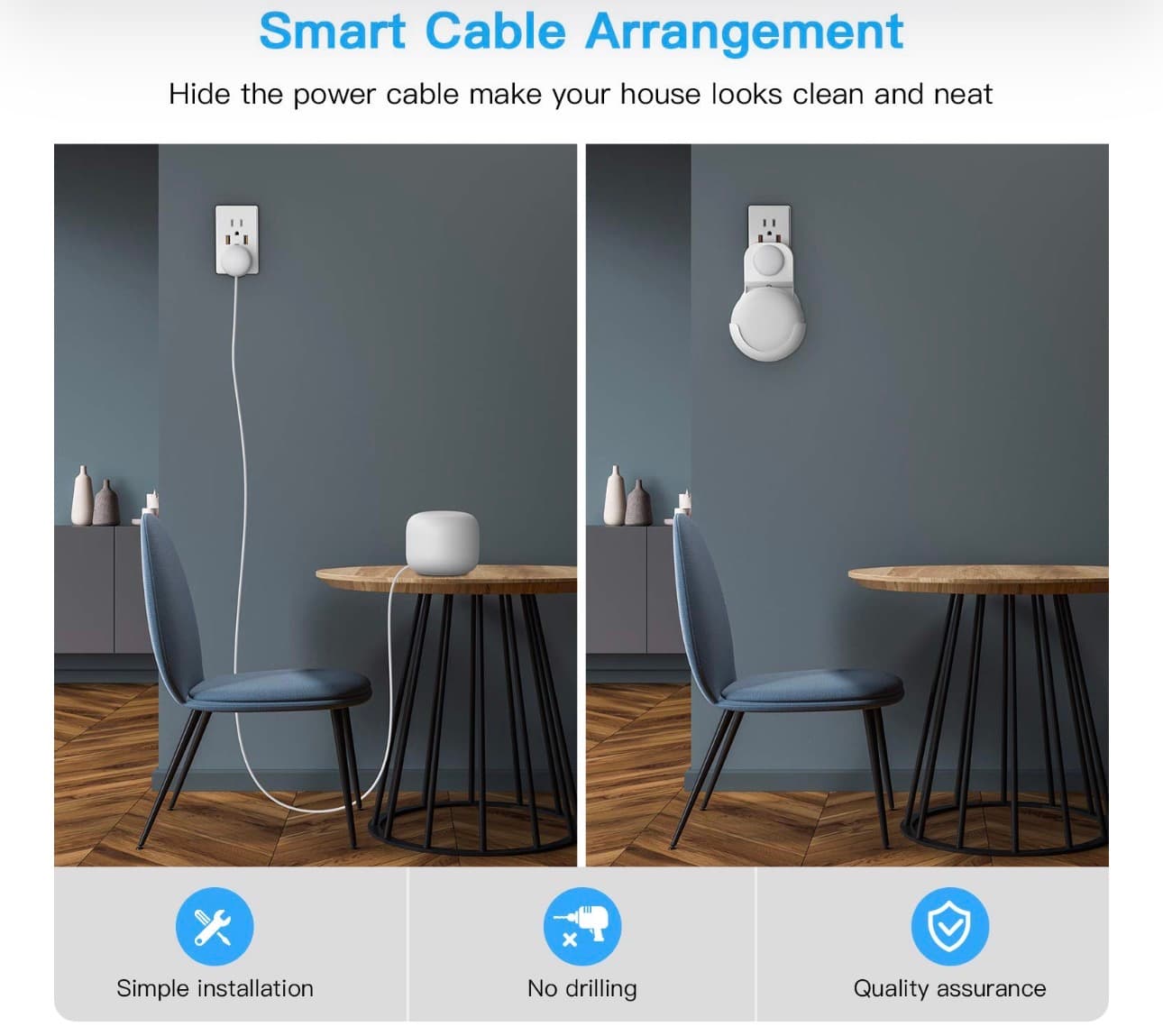 Smart Home Outlet Wall Mount Only for Google Nest WiFi Router(2nd Generation) - Easy Installation and No Cord Clutter Holder Bracket for Google 4x4 AC2200 Nest Mesh Wi-Fi Router (3-Pack) - Thumbnail 2