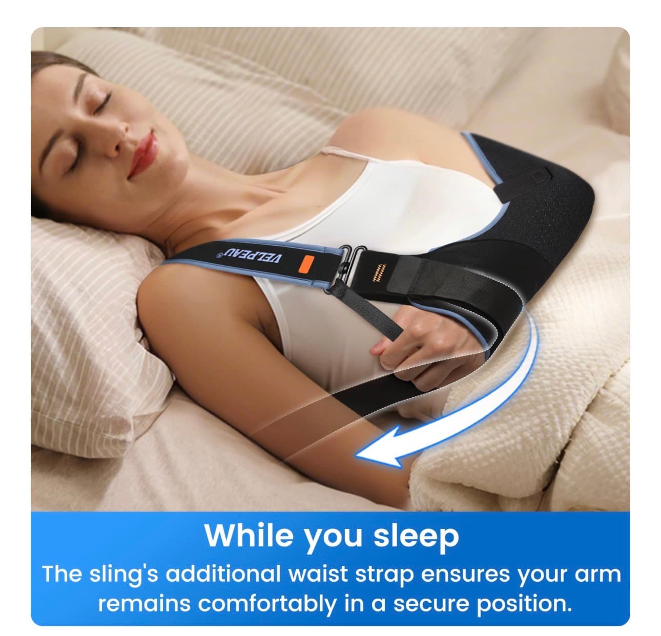 Velpeau Arm Sling Shoulder Immobilizer for Left or Right Arm - Comfort type, Small: Bust 24″-29.5″ - Thumbnail 7