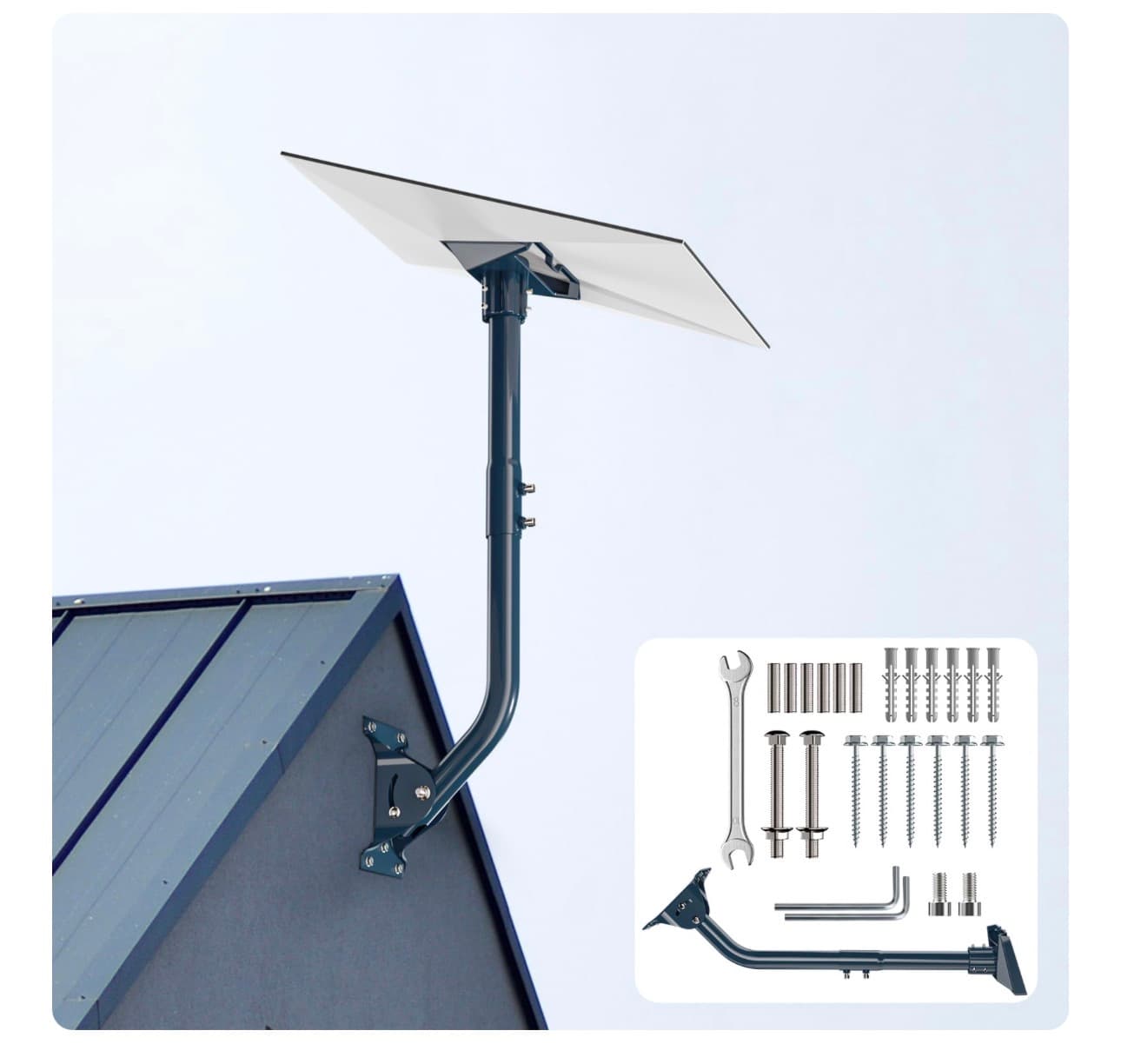 IZLTUV-Gen 3 Mount for Starlink, Heave Duty Adjustable 2-Way Wall Mounting Kit Compatible with V3 Starlink Standard Dish, Include Gen 3 Pipe Adapter