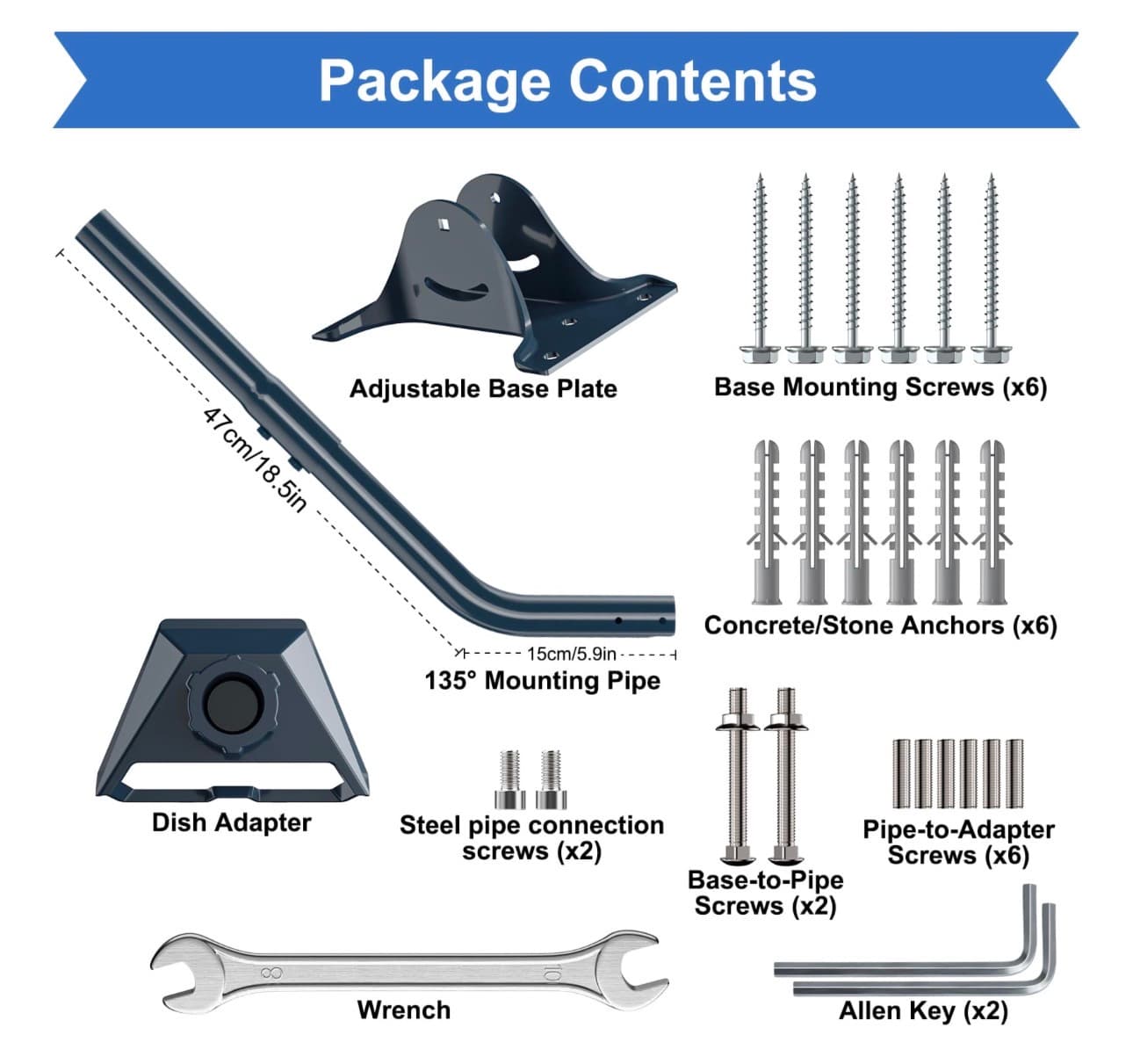 IZLTUV-Gen 3 Mount for Starlink, Heave Duty Adjustable 2-Way Wall Mounting Kit Compatible with V3 Starlink Standard Dish, Include Gen 3 Pipe Adapter - Thumbnail 8
