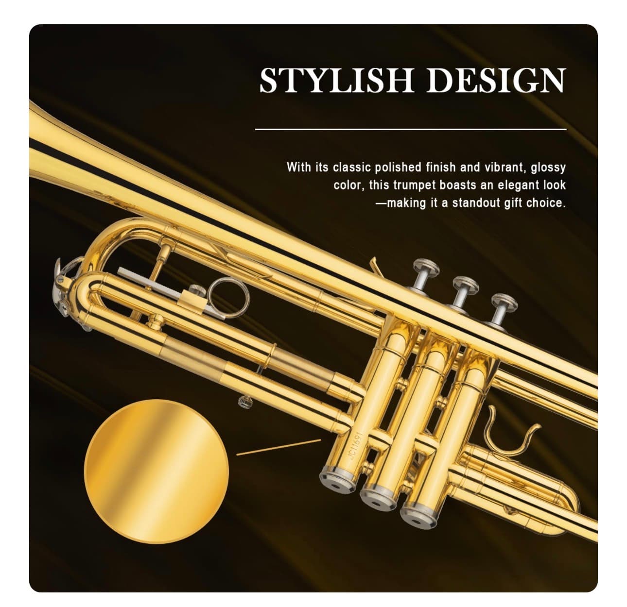 SONICAKE Bb Standard Trumpet, Student Trumpet Set for Beginner, Brass Trumpet Instrument with Hard Case, Cleaning Kit, 7C Mouthpiece and Gloves, Ideal Gift for School Band Orchestra, QTP-01, Golden - Thumbnail 6