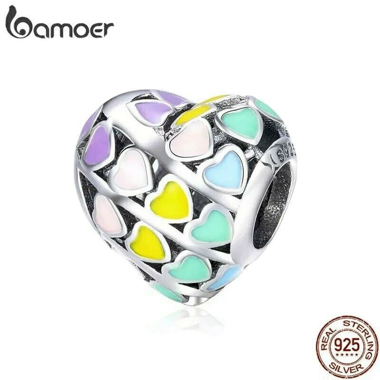 Bamoer S925 Sterling silver Enamel Rainbow Charm Us Seller Quick Ship