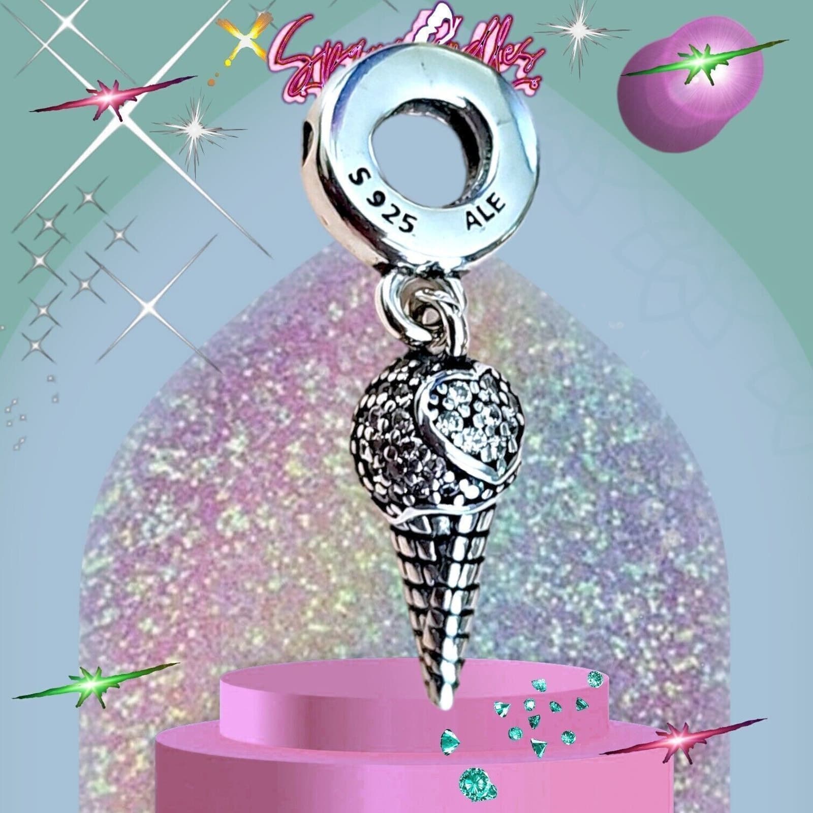 NEW Pandora Ice Cream Cone Dangle Charm 798801C01 US seller - Thumbnail 3