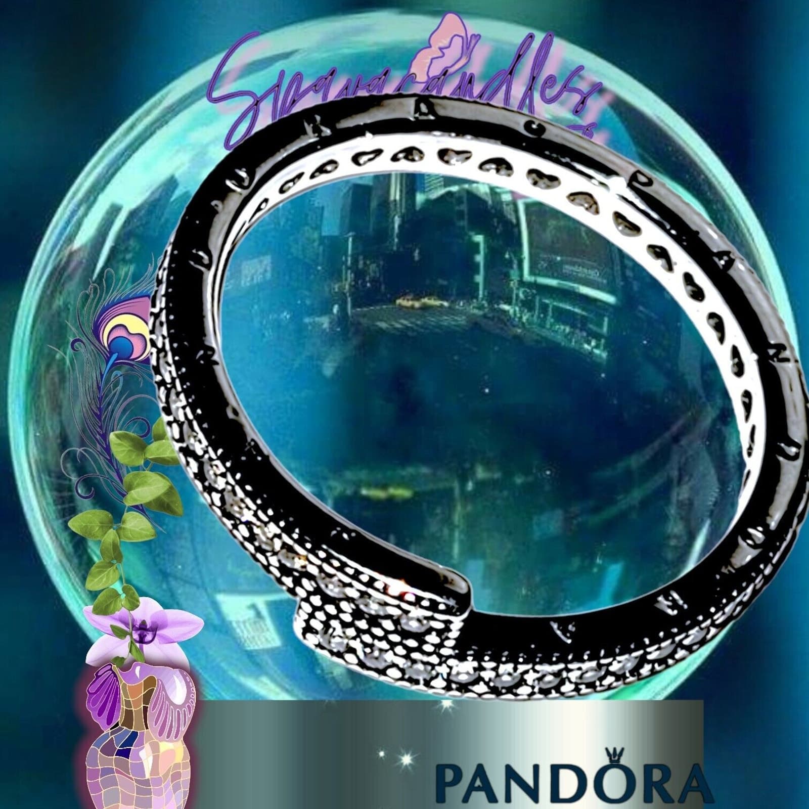 Pandora Sparkling Overlapping Ringsize 7 - Thumbnail 2