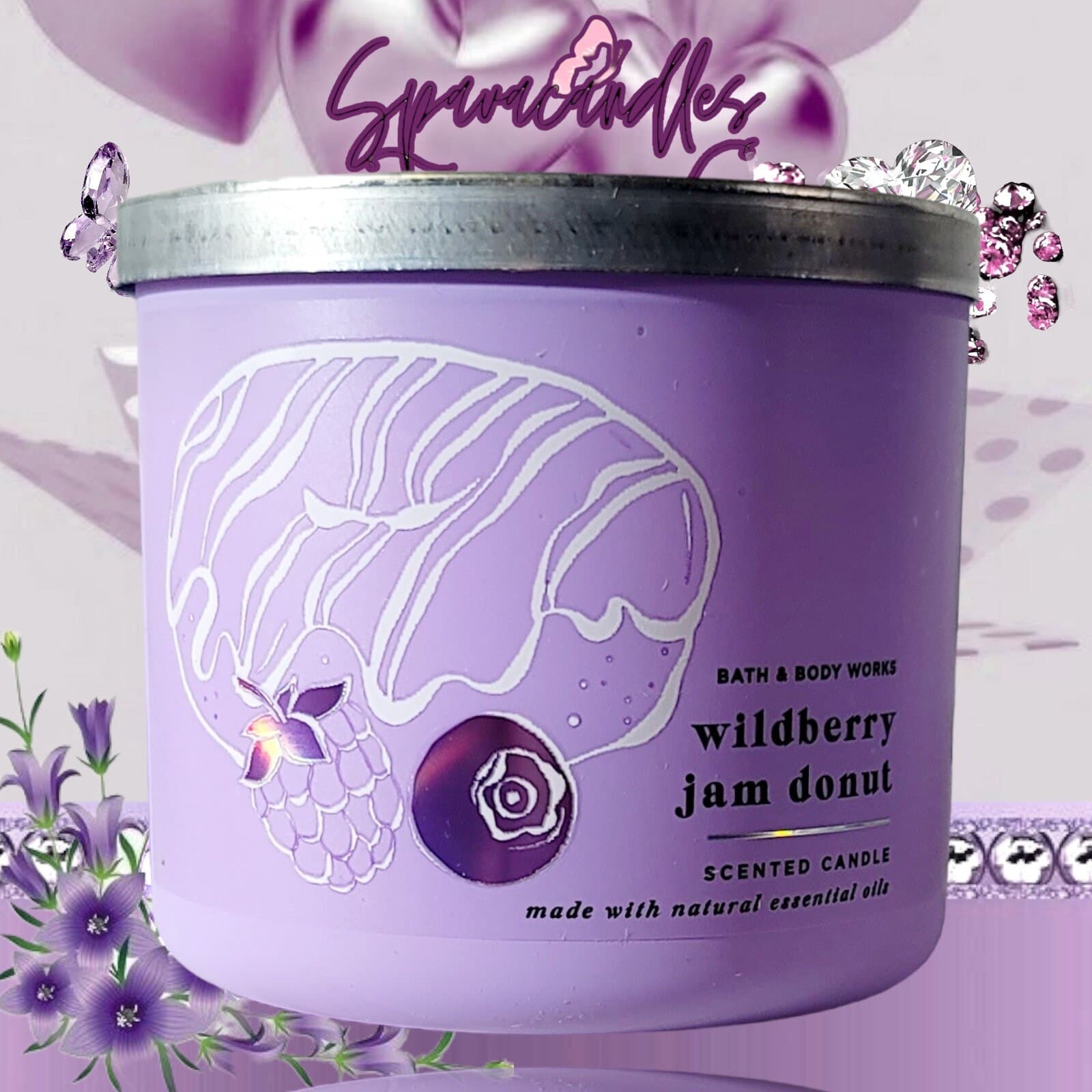 Bath & Body Works Wildberry jam doughnut Scented 3-Wick Scented Jar Candle - Thumbnail 3