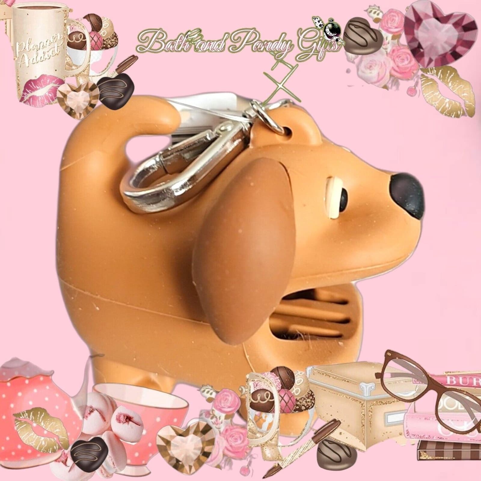 Bath & Body Works PocketBac Holder and Sanitizer Happy Dog New