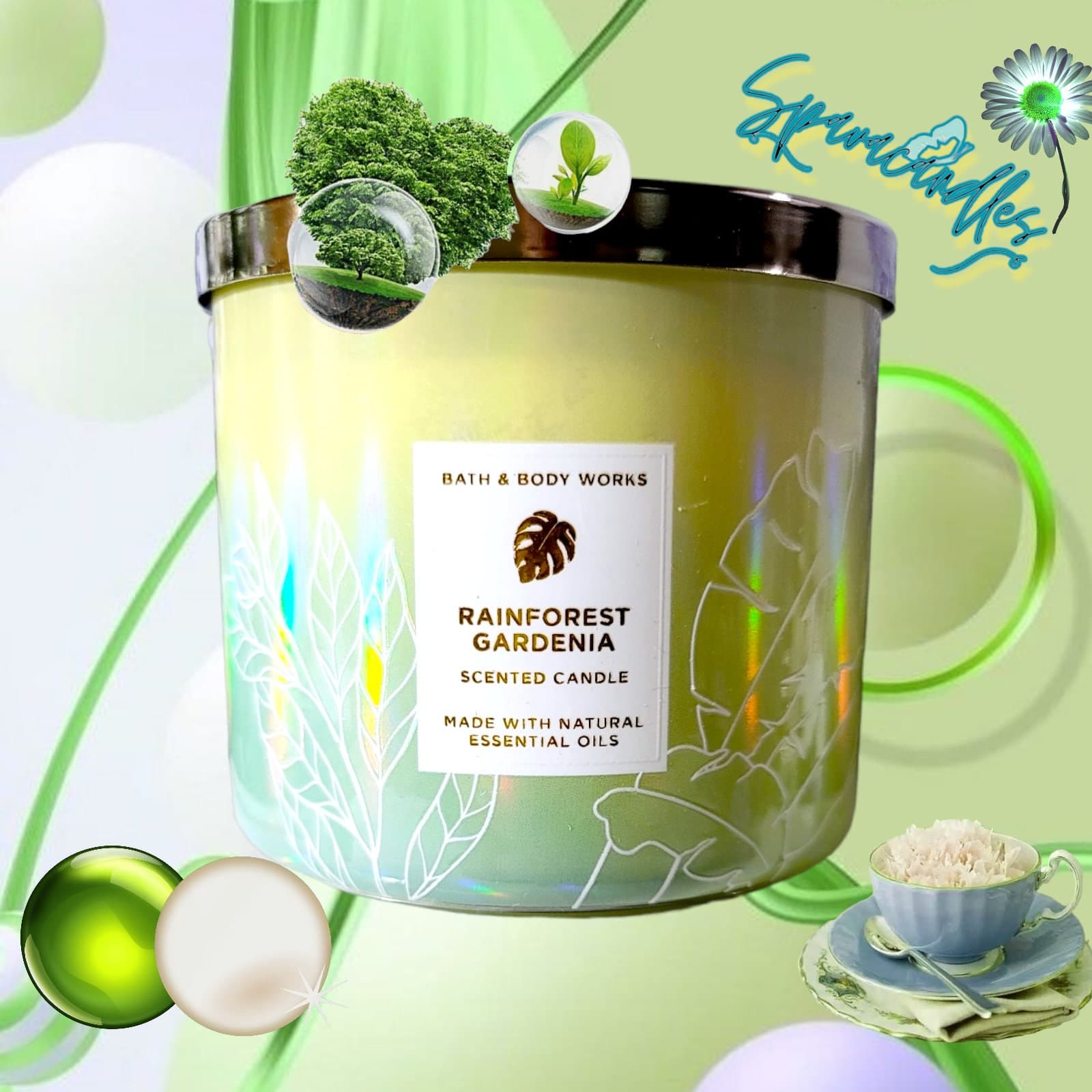 Bath & Body Works Bath Body Works Rainforest Gardenia 3 Wick Candle 2022