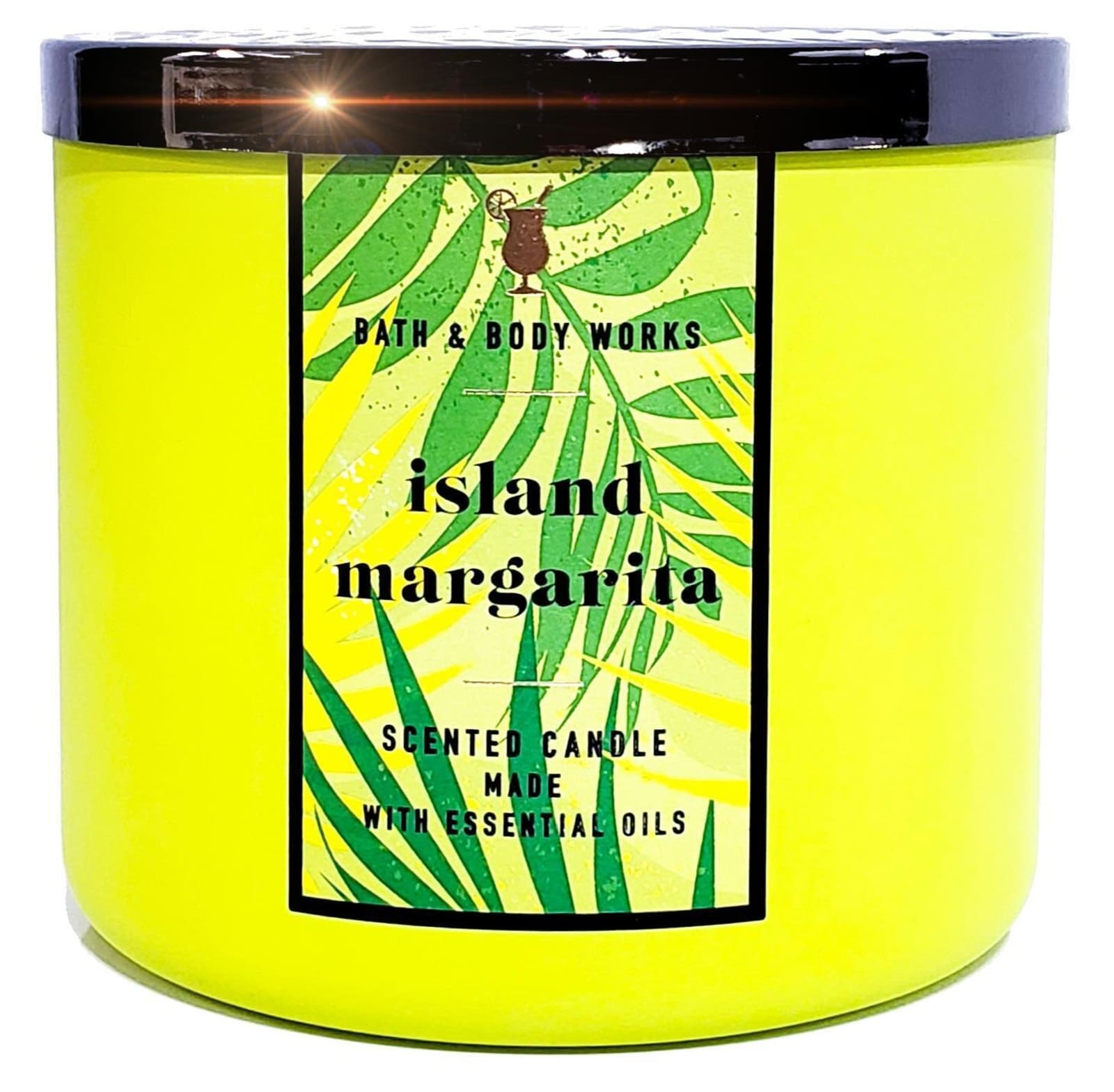 Bath & Body Works Island Margarita 3 Wick Candle Neon Green Glass Style Jar