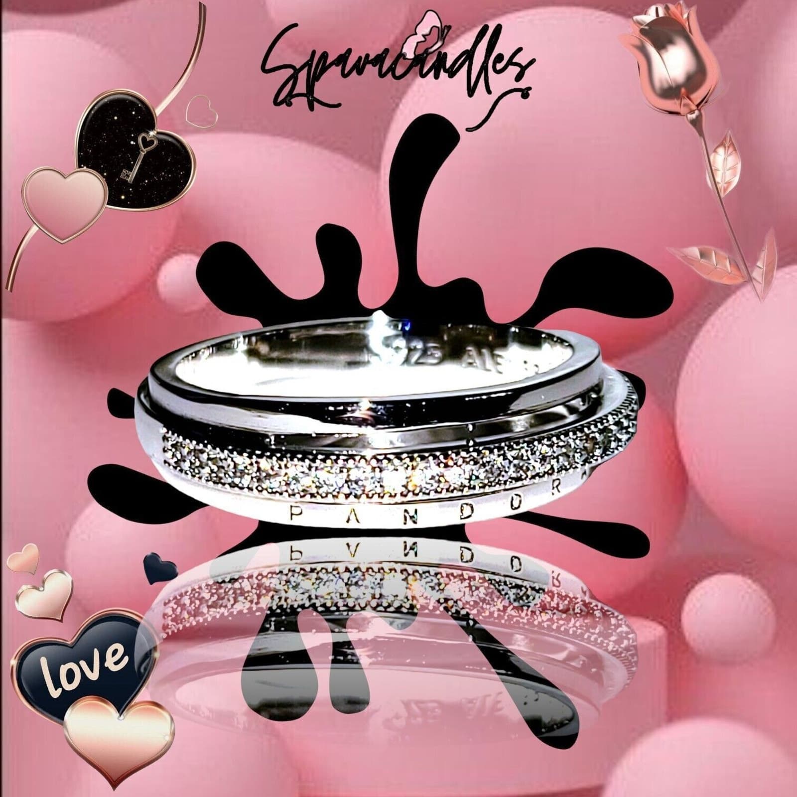 NEW PANDORA 925 Silver Triple Band PavÃÂ© Logo Ring 199040C01 US Seller Size 7.5