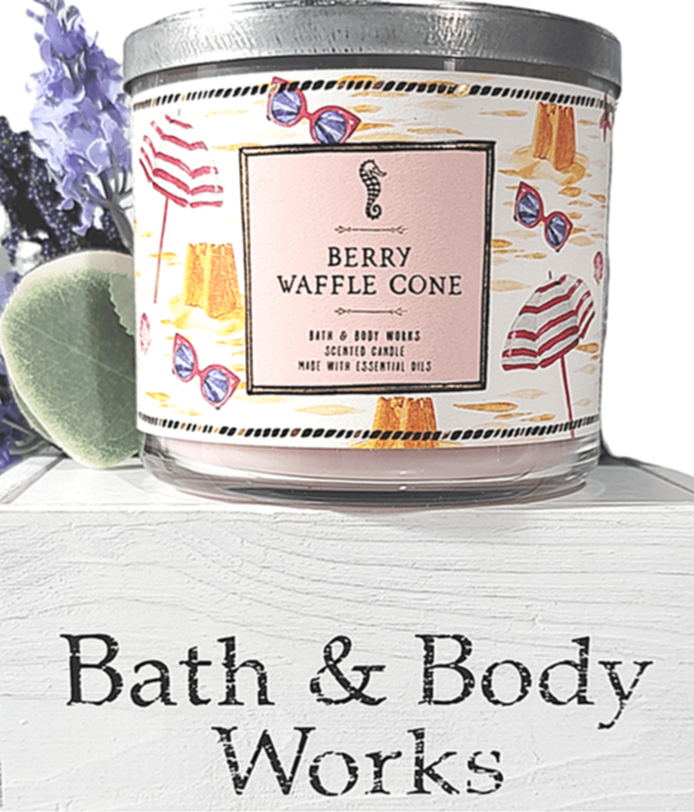Bath & Body Works Berry Waffle Cone 3 Wick Jar Candle 14 oz . - Thumbnail 2