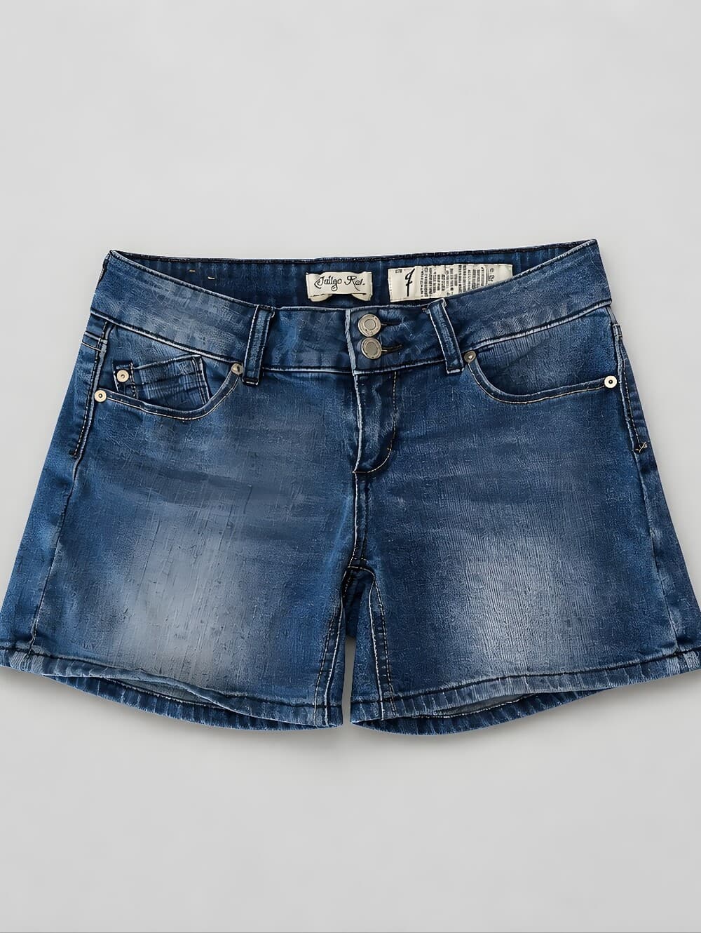 Indigo Rein Double-Button Faded Denim Shorts - Thumbnail 3