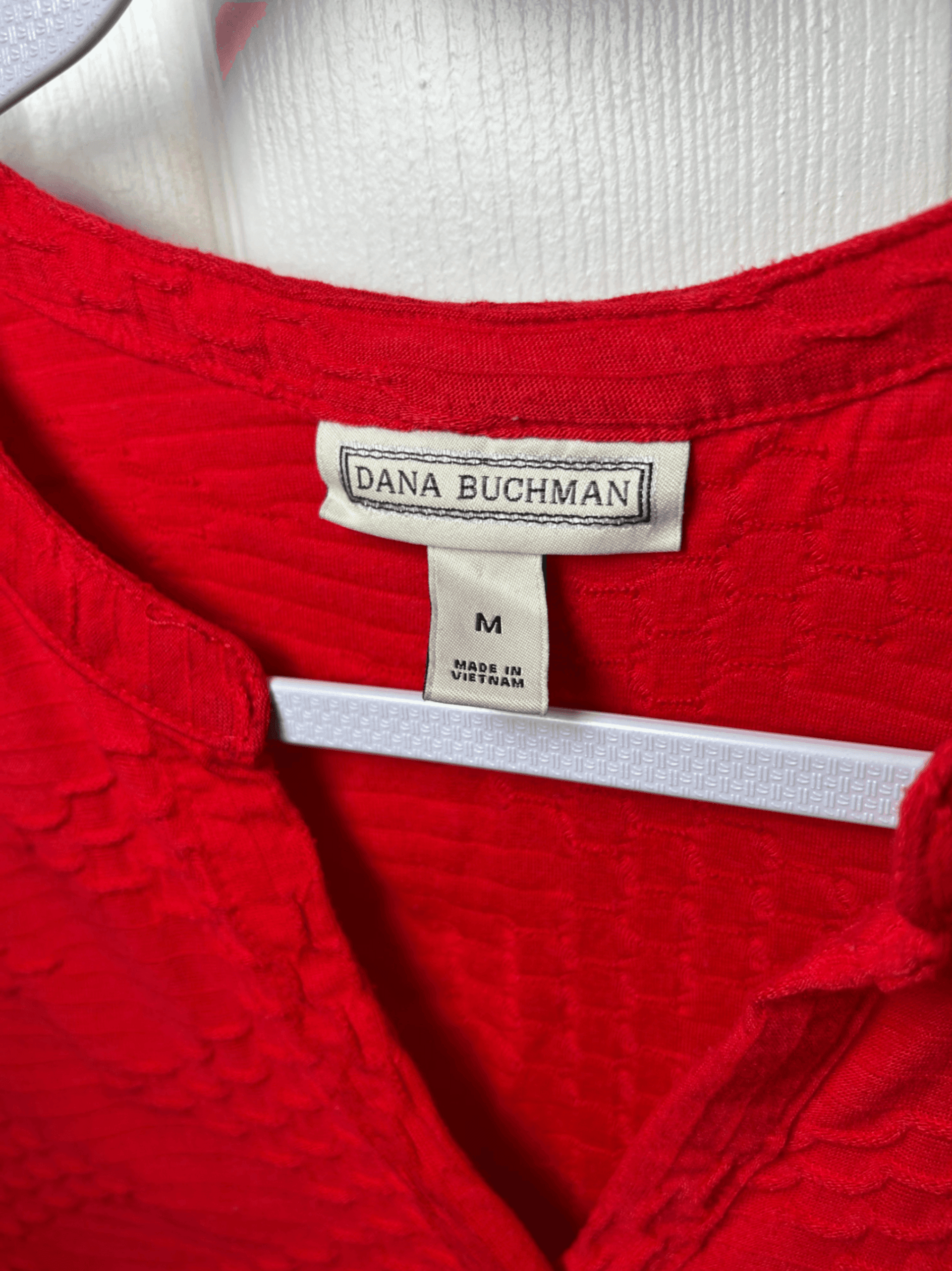 Dana Buchman Red Textured Short Sleeve Top - Thumbnail 3