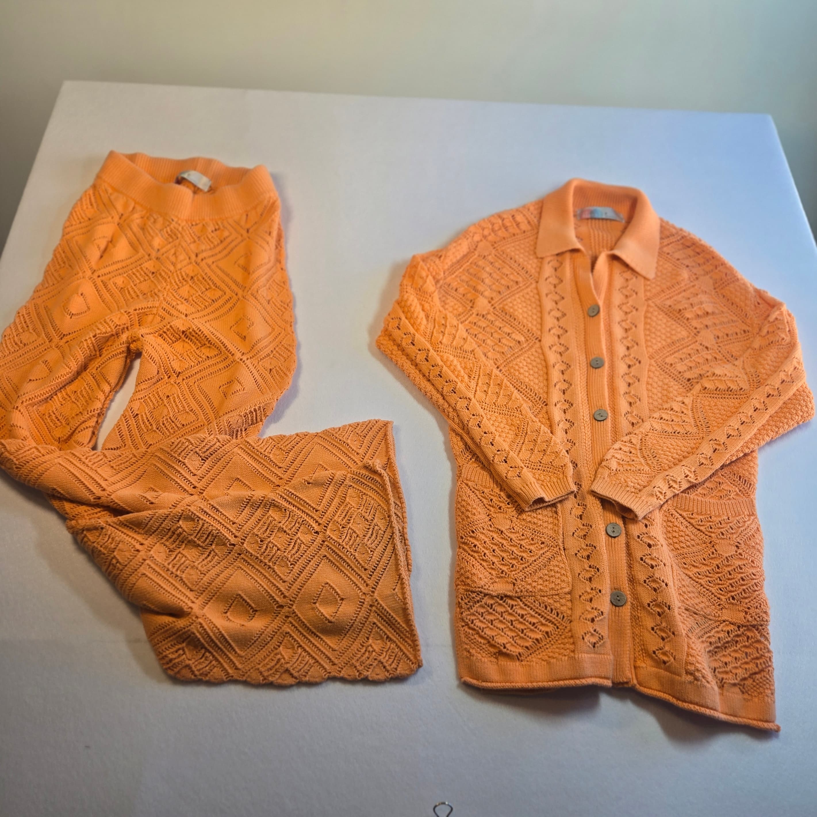 Free People Beach Orange Knit Matching set size Small