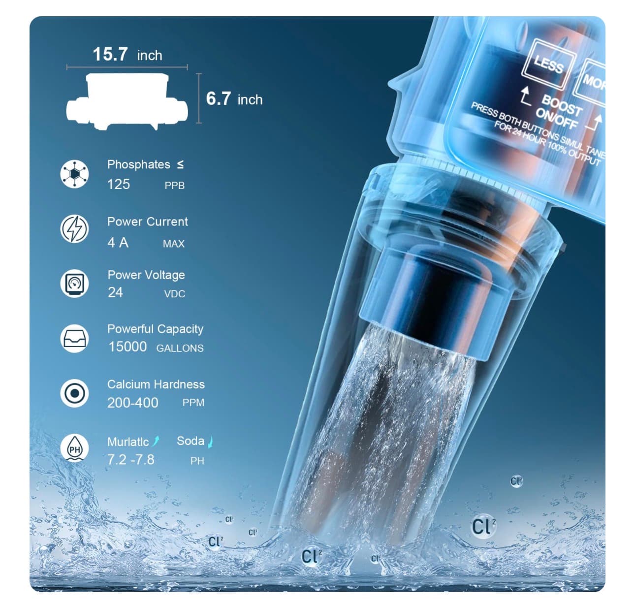 Salt Cell Replacement Fit for Pentair Intellichlor IC15 | Replaces 520888 | 15K Gallon Saltwater Chlorine Generator System for Inground Pools | Easy Install & Durable Design - Thumbnail 5