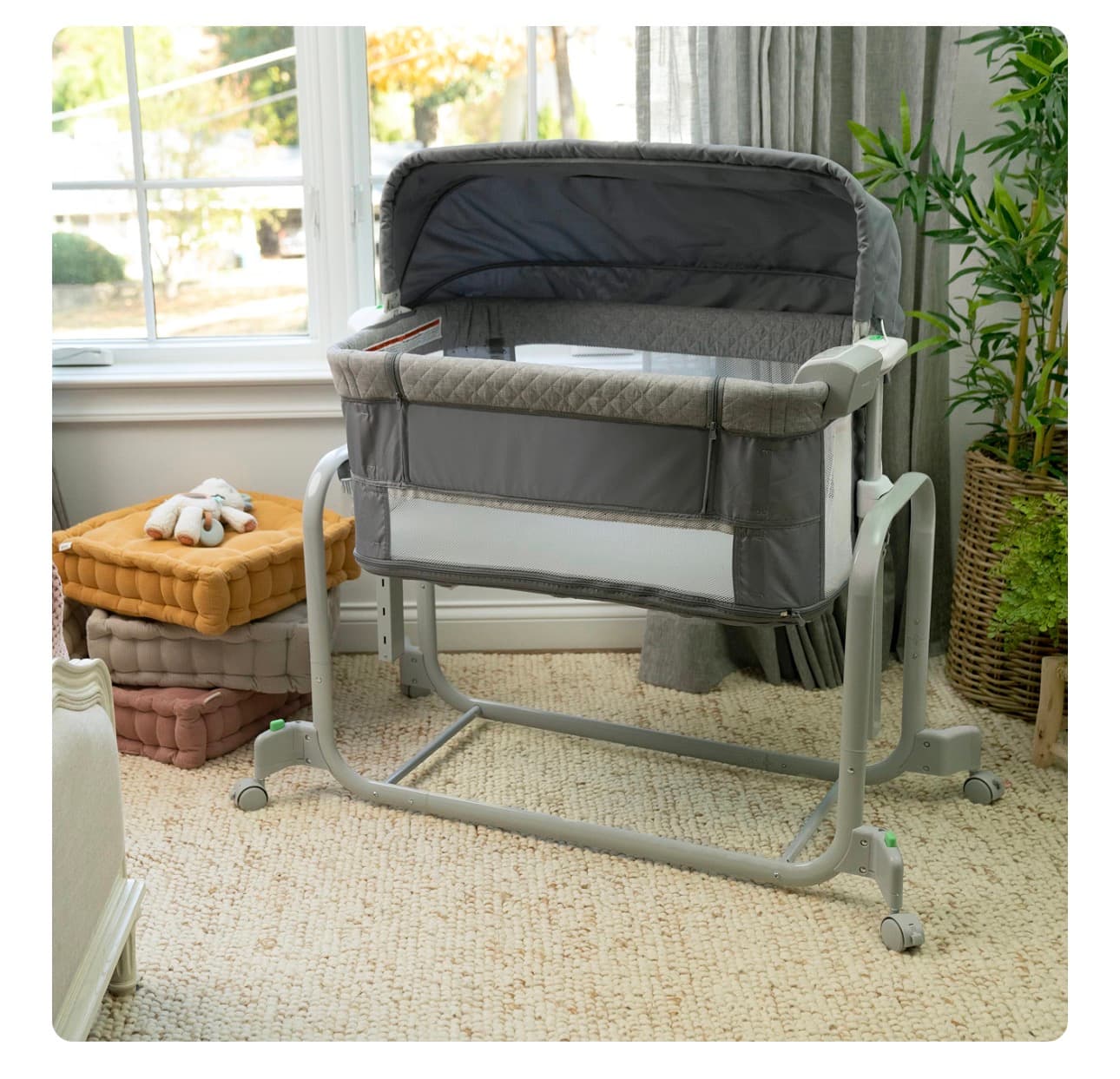 Ingenuity Dream Hero Starlight 3-in-1 Co-Sleeping Bassinet and Crib - Lume (Grey), Unisex, Newborn to 12 Months - Thumbnail 3