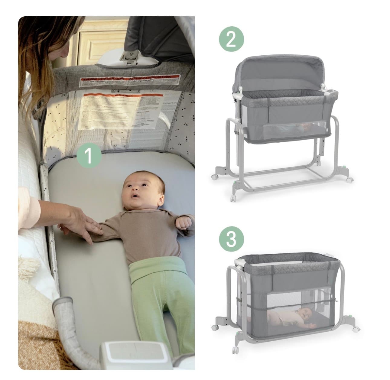 Ingenuity Dream Hero Starlight 3-in-1 Co-Sleeping Bassinet and Crib - Lume (Grey), Unisex, Newborn to 12 Months - Thumbnail 5