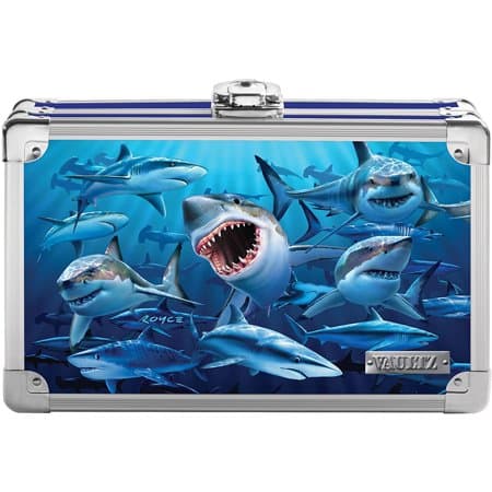Vaultz Locking Pencil Box 3D Sharks with Key Lock School - New - VZ03910