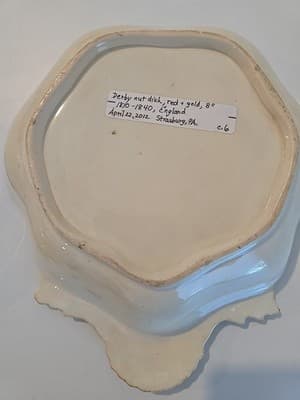 Derby Porcelain Nut Dishes c. 1810-1840 Red & Gold Flowers Set of 2 - Thumbnail 6