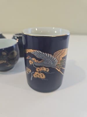 Japanese Arita ware Sake Tea Pot Cup 6 Set Pottery Porcelain Japan - Thumbnail 6
