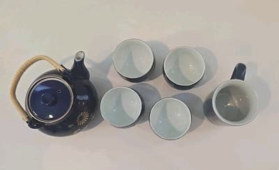 Japanese Arita ware Sake Tea Pot Cup 6 Set Pottery Porcelain Japan - Thumbnail 7